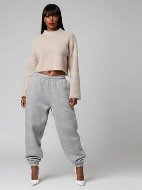 H&M Light Pink Metallic Cropped Sweater - Size M - Shimmer Knit